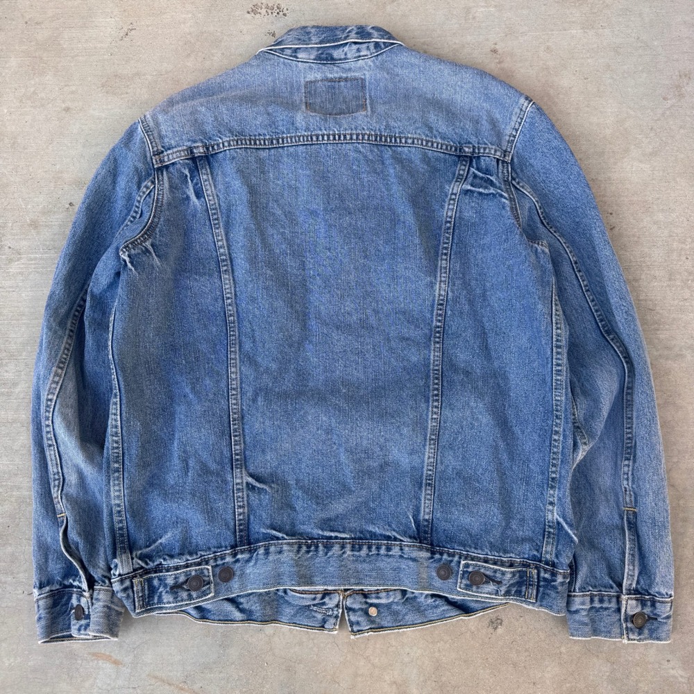 Levis type 3 Mens Denim Trucker Jacket Medium Wash Blue Cotton Size L Large - Picture 5 of 5